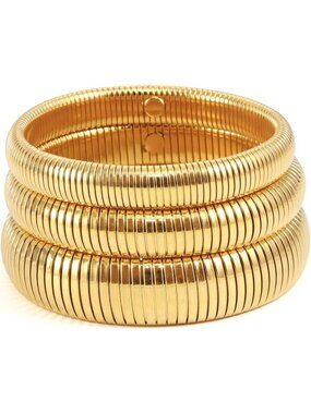 Chic Gold Bangles for Women - Stainless Steel Snake Chain & Irregular Cuff